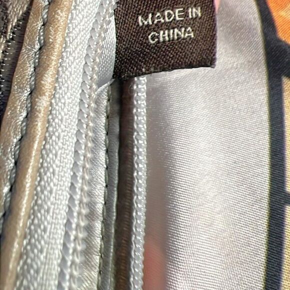 Coach Julia Op Art Lurex Wristlet Wallet Silver Signature Leather Trim - Picture 8 of 9